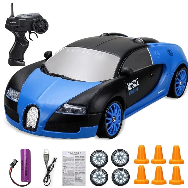 Mini samochód RC do driftu z lampami LED i zapasowymi kołami