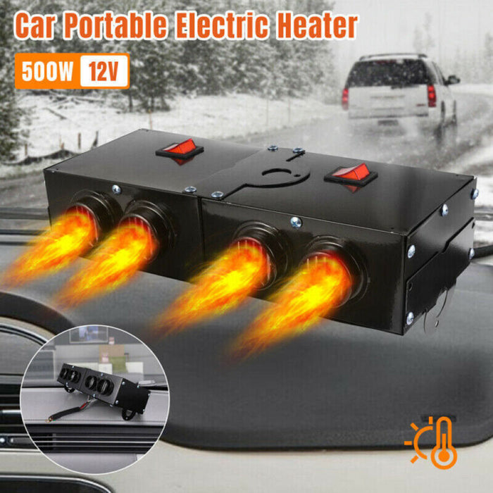 Kramano™ Mocny grzejnik samochodowy 500W 12V z czterema wylotami