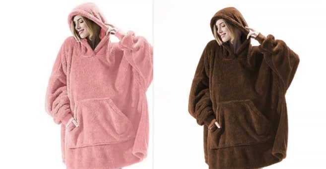 Kramano™ Bluza-koc oversize z grubego dwustronnego polaru z kieszenią