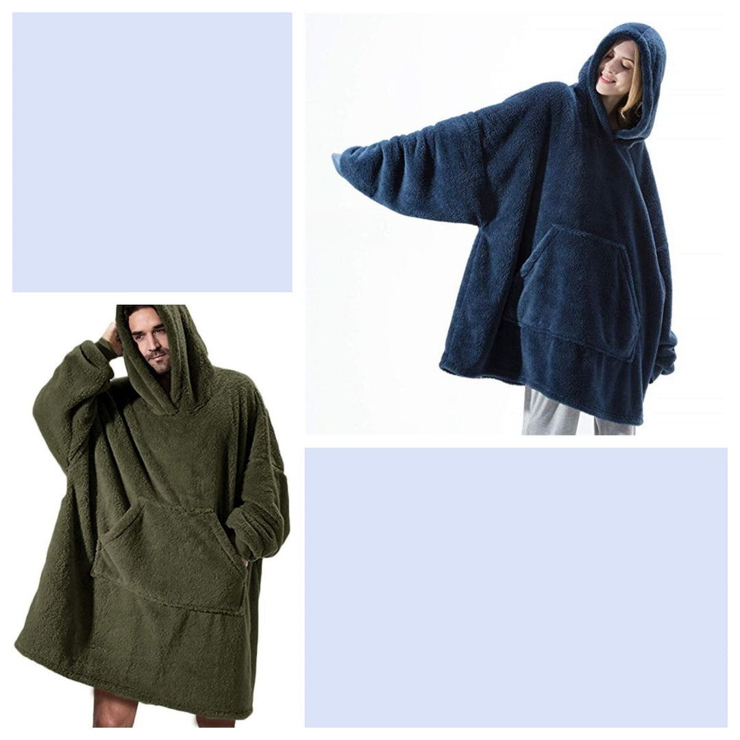 Kramano™ Bluza-koc oversize z grubego dwustronnego polaru z kieszenią