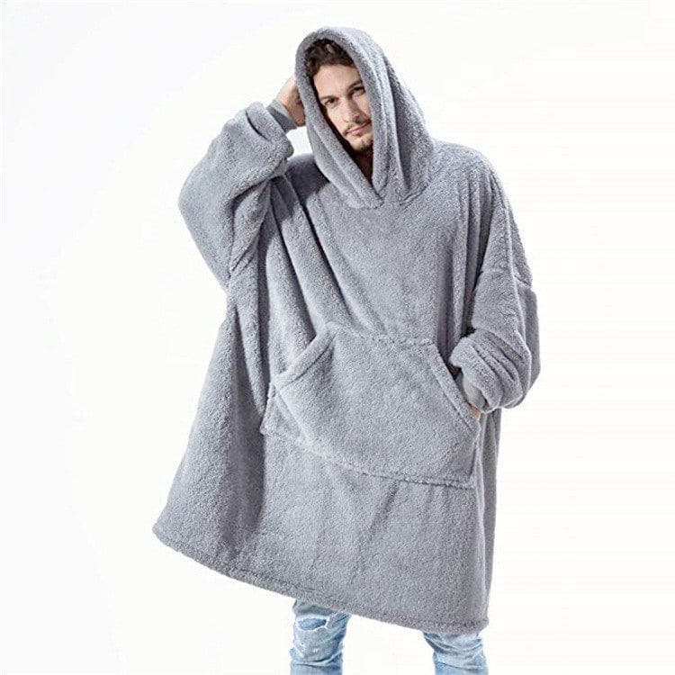 Kramano™ Bluza-koc oversize z grubego dwustronnego polaru z kieszenią