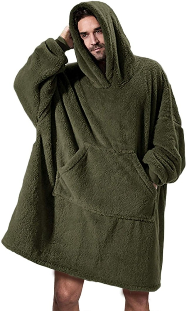 Kramano™ Bluza-koc oversize z grubego dwustronnego polaru z kieszenią