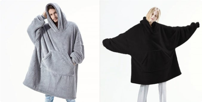 Kramano™ Bluza-koc oversize z grubego dwustronnego polaru z kieszenią