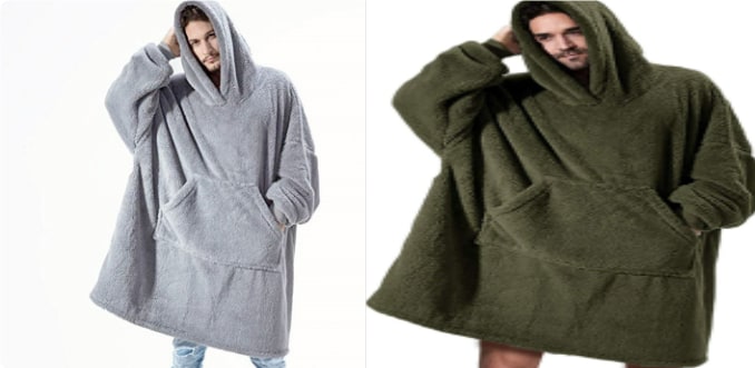 Kramano™ Bluza-koc oversize z grubego dwustronnego polaru z kieszenią