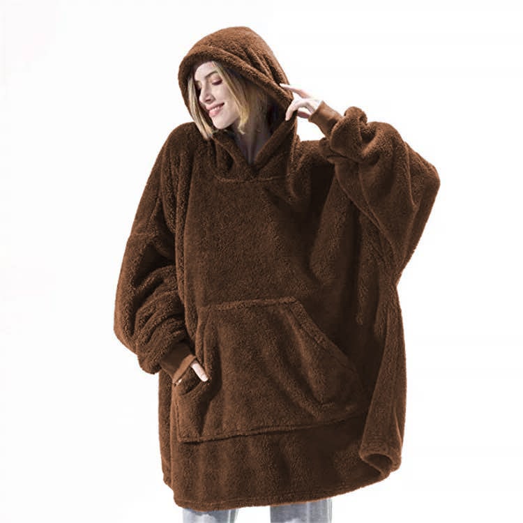 Kramano™ Bluza-koc oversize z grubego dwustronnego polaru z kieszenią