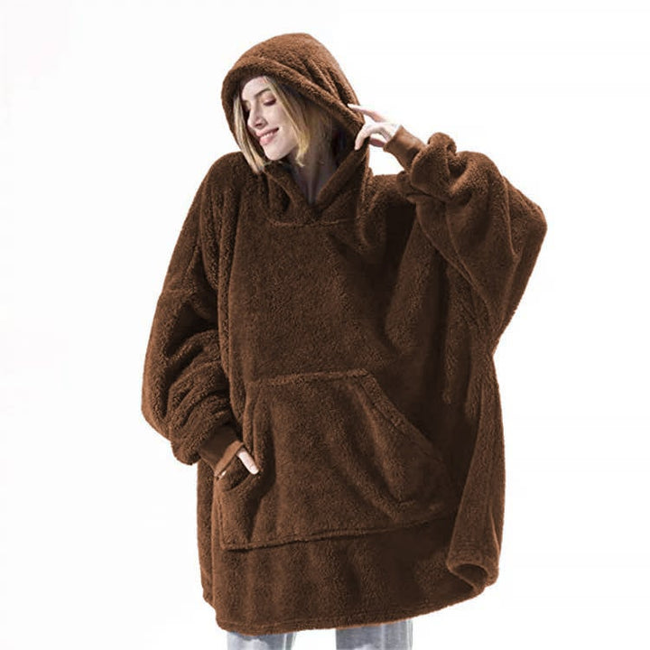 Kramano™ Bluza-koc oversize z grubego dwustronnego polaru z kieszenią
