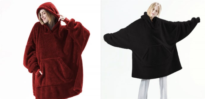 Kramano™ Bluza-koc oversize z grubego dwustronnego polaru z kieszenią