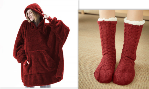 Kramano™ Bluza-koc oversize z grubego dwustronnego polaru z kieszenią