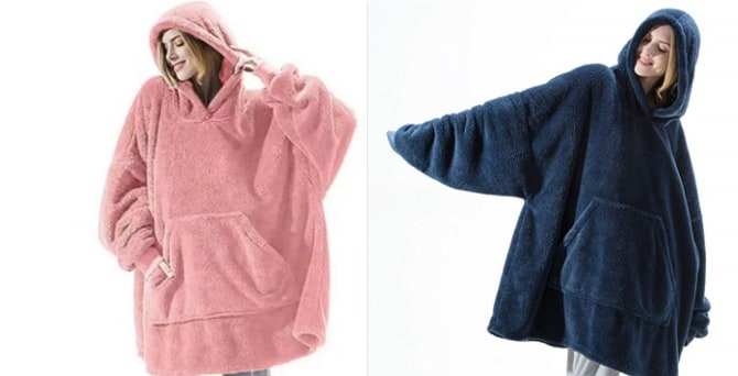 Kramano™ Bluza-koc oversize z grubego dwustronnego polaru z kieszenią