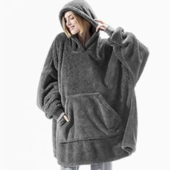 Kramano™ Bluza-koc oversize z grubego dwustronnego polaru z kieszenią