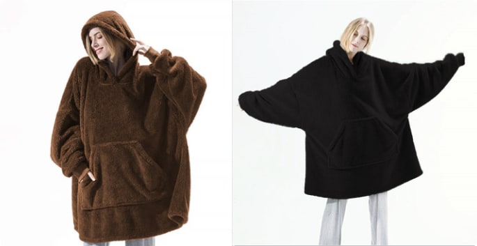 Kramano™ Bluza-koc oversize z grubego dwustronnego polaru z kieszenią