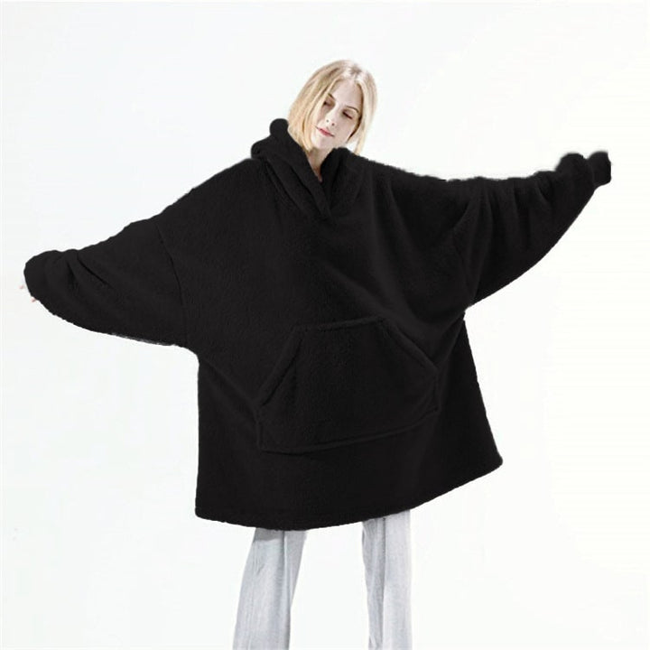 Kramano™ Bluza-koc oversize z grubego dwustronnego polaru z kieszenią