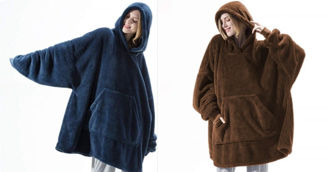 Kramano™ Bluza-koc oversize z grubego dwustronnego polaru z kieszenią