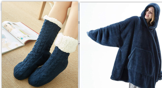 Kramano™ Bluza-koc oversize z grubego dwustronnego polaru z kieszenią