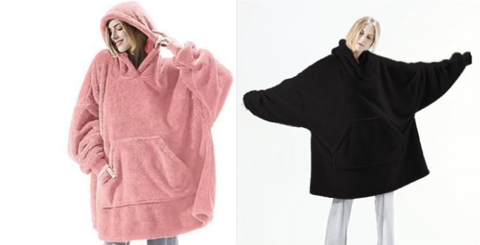Kramano™ Bluza-koc oversize z grubego dwustronnego polaru z kieszenią