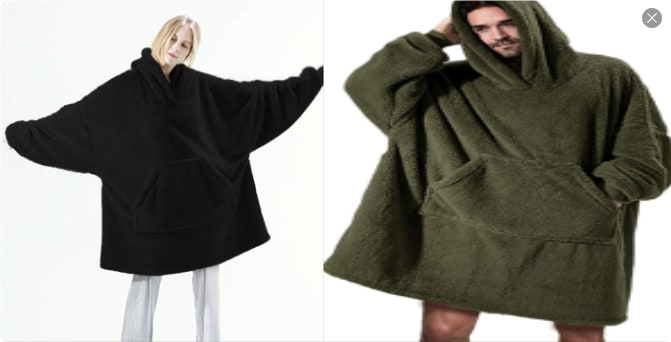 Kramano™ Bluza-koc oversize z grubego dwustronnego polaru z kieszenią