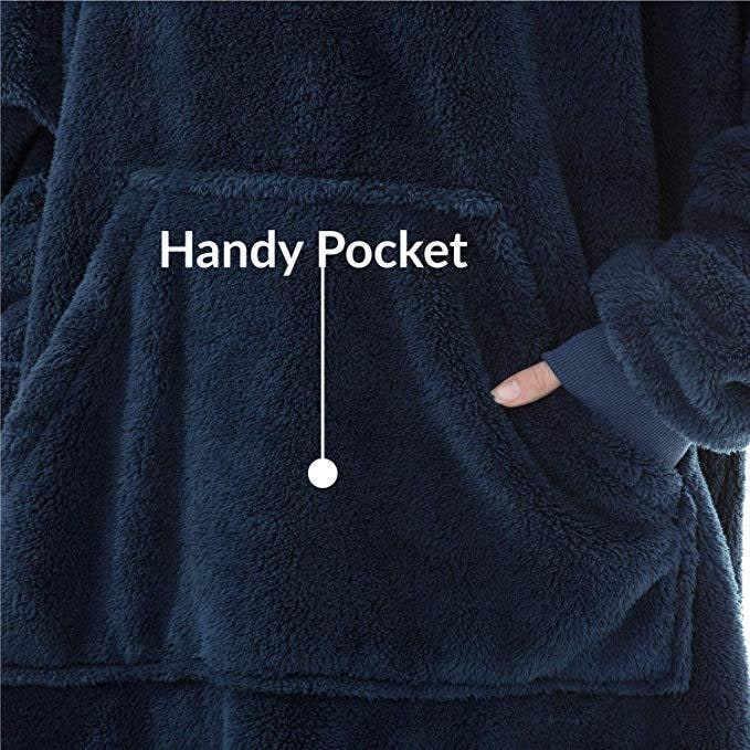 Kramano™ Bluza-koc oversize z grubego dwustronnego polaru z kieszenią