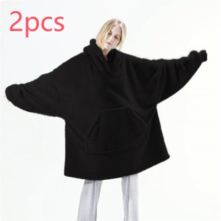 Kramano™ Bluza-koc oversize z grubego dwustronnego polaru z kieszenią
