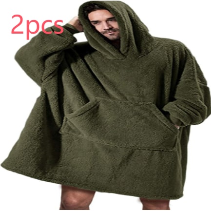 Kramano™ Bluza-koc oversize z grubego dwustronnego polaru z kieszenią