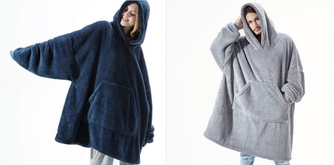 Kramano™ Bluza-koc oversize z grubego dwustronnego polaru z kieszenią