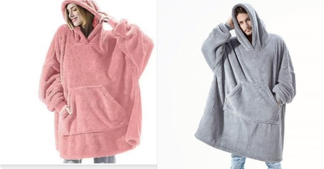 Kramano™ Bluza-koc oversize z grubego dwustronnego polaru z kieszenią