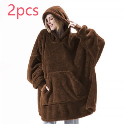 Kramano™ Bluza-koc oversize z grubego dwustronnego polaru z kieszenią