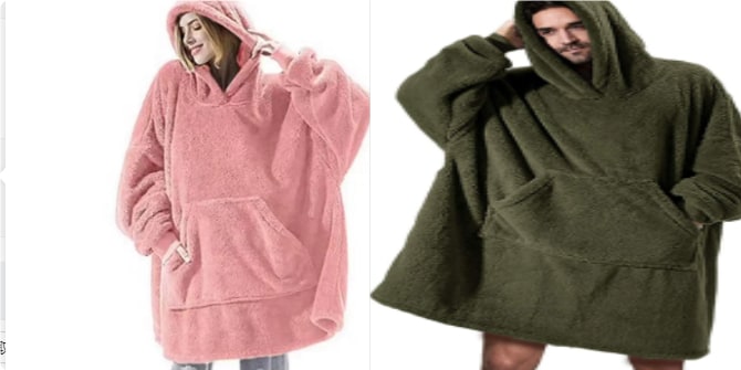 Kramano™ Bluza-koc oversize z grubego dwustronnego polaru z kieszenią