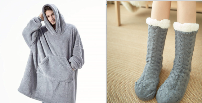 Kramano™ Bluza-koc oversize z grubego dwustronnego polaru z kieszenią