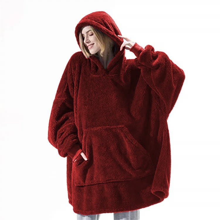 Kramano™ Bluza-koc oversize z grubego dwustronnego polaru z kieszenią