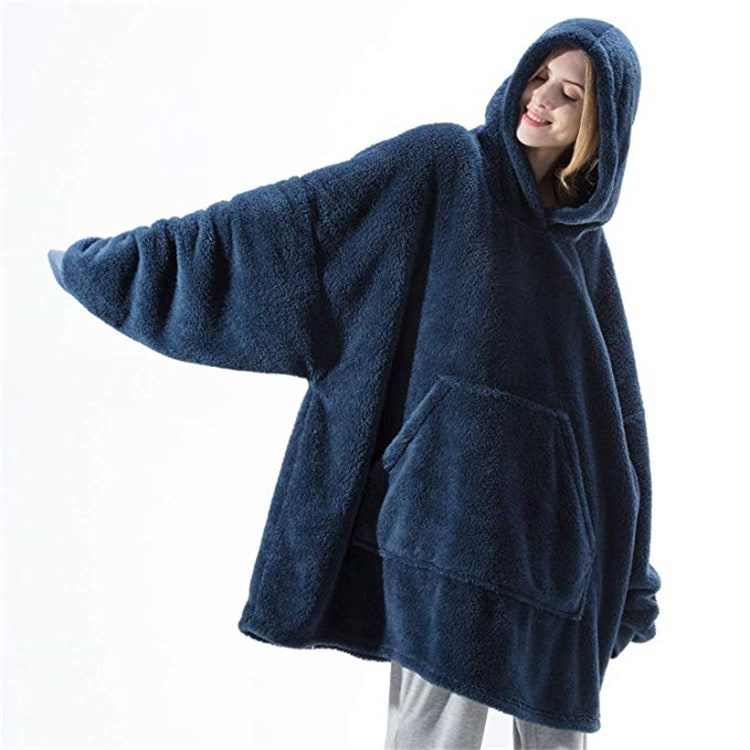Kramano™ Bluza-koc oversize z grubego dwustronnego polaru z kieszenią