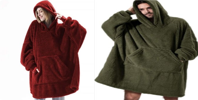 Kramano™ Bluza-koc oversize z grubego dwustronnego polaru z kieszenią