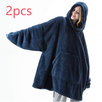 Kramano™ Bluza-koc oversize z grubego dwustronnego polaru z kieszenią